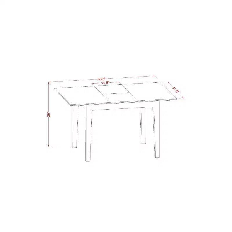 Ensemble de salle à manger victorien - table de 42/54 po avec rallonge et 4 chaises en similicuir, banc inclus