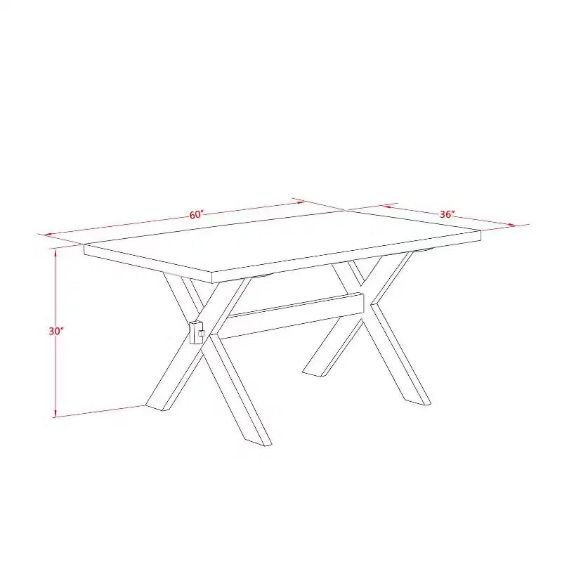 Table à manger en bois massif 6 pièces à plateau rectangulaire, finition jacobine patinée, avec 1 banc et 4 chaises
