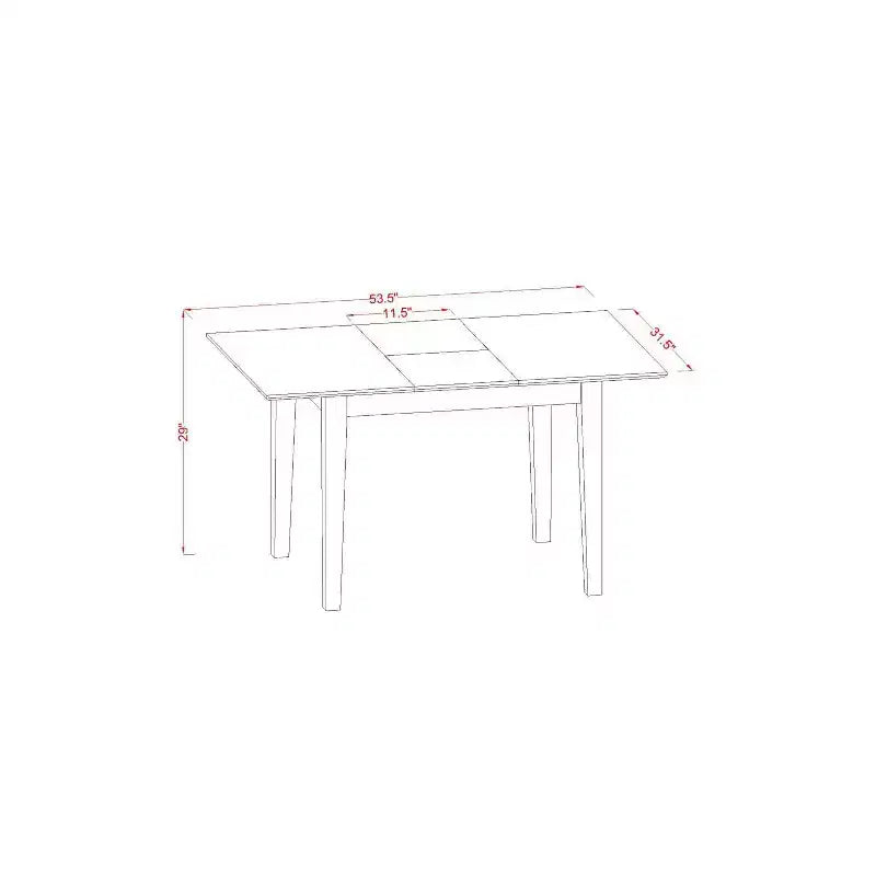 Ensemble de salle à manger 5 pièces - Table de salle à manger avec 4 chaises Parsons - Structure en bois massif et rallonge papillon