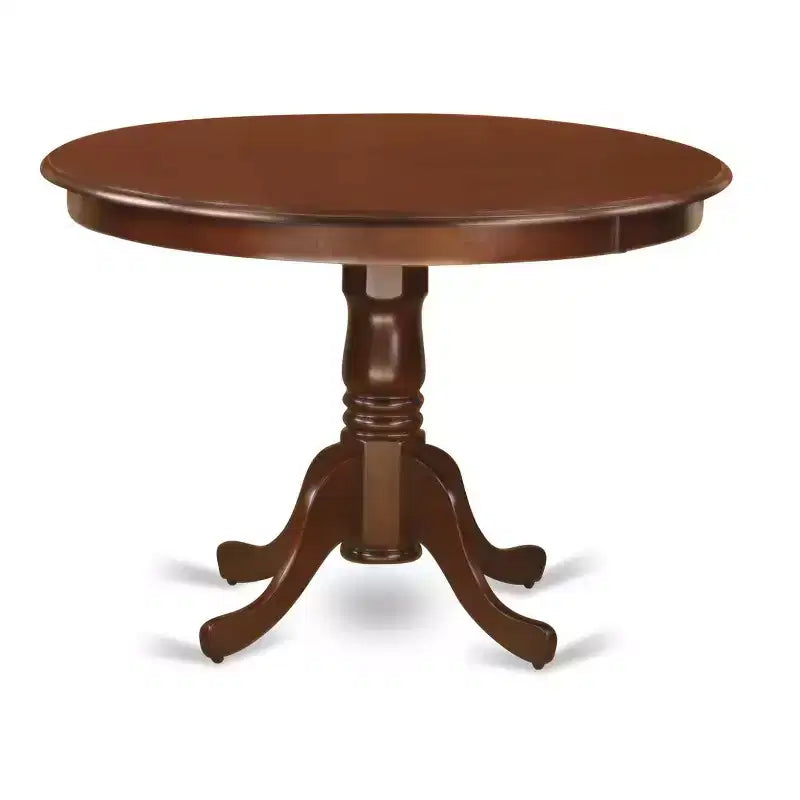 Ensemble de coin-repas 3 pièces Coastal - Table de cuisine ronde et 2 chaises de salle à manger en lin - Fini acajou