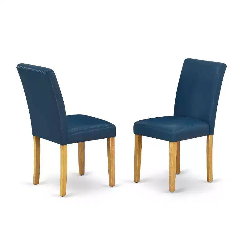 Ensemble de salle à manger victorien - Table ronde 5 pièces et chaises - Design Parsons élégant - Finition chêne - 42 pouces