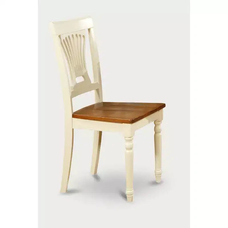 Table à manger HomeStock 7 pièces avec plateau en bois massif finition cerisier et crème, et 6 chaises