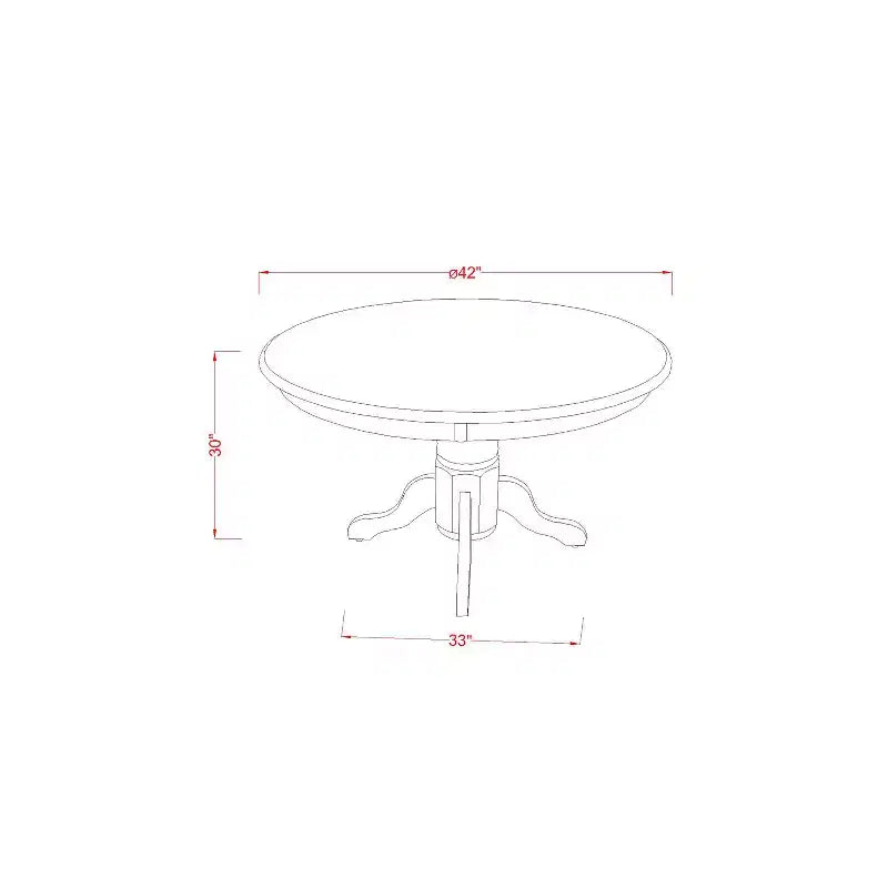 Ensemble de salle à manger 5 pièces : table et chaises - Table ronde sur pied avec sièges rembourrés en lin
