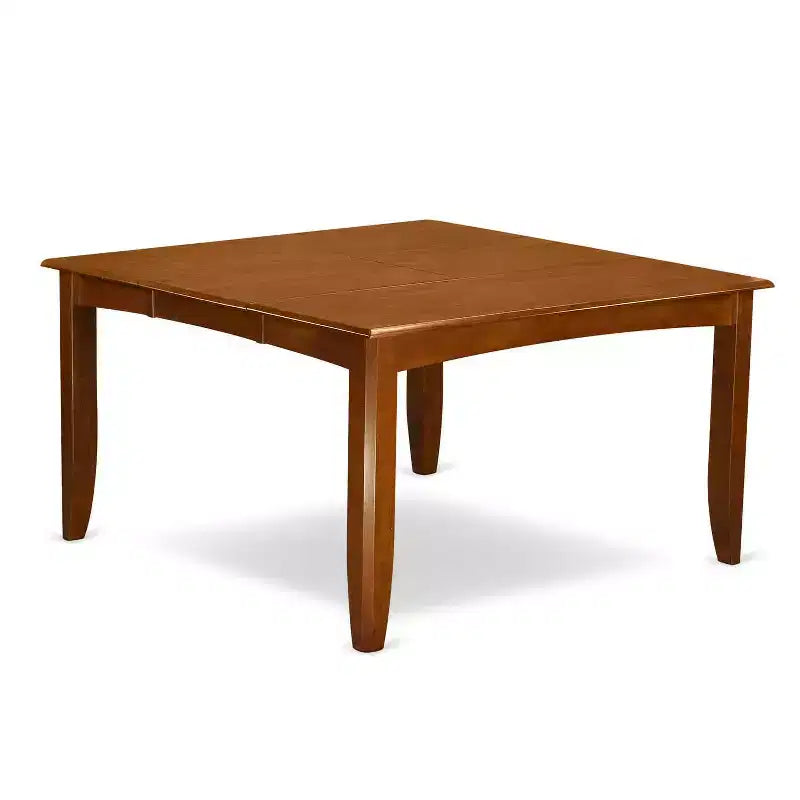 Salle à Manger Ensemble 9 Pièces Table avec 8 Chaises - Rembourrage Lin, Marron Cuir, 54x54 Pouces