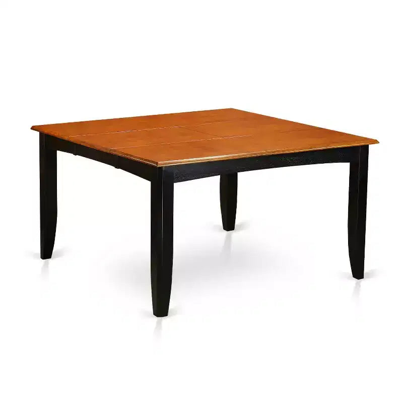 HomeStock Ensemble de salle à manger 6 pièces avec table carrée à plateau en bois massif noir et cerisier, 1 banc et 4 chaises
