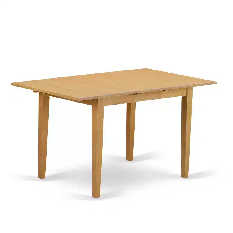Ensemble de salle à manger scandinave 5 pièces : table rectangulaire et 4 chaises - Tissu en lin et pieds en chêne - 42 à 53,5 po