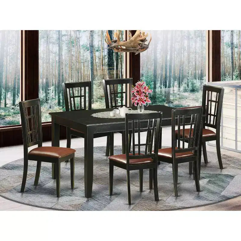 Ensemble de salle à manger - Table de cuisine avec 6 chaises - Ensemble de salle à manger en bois massif