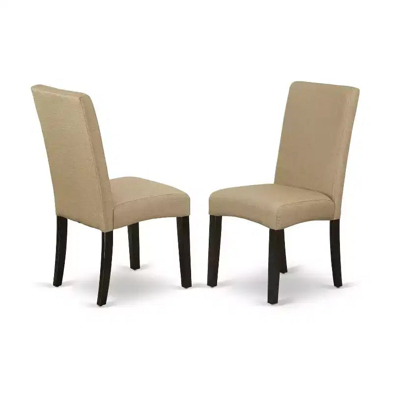 Ensemble de salle à manger contemporain 6 pièces - Table 122/152 cm, 4 chaises Parsons et banc - Tissu lin, finition cappuccino