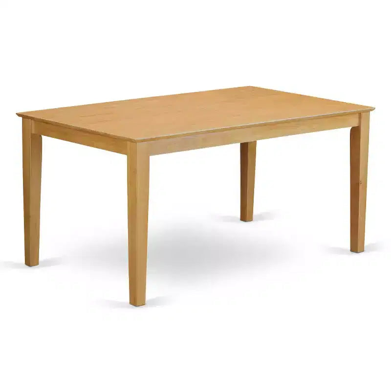 Ensemble de salle à manger rectangulaire 5 pièces, table et chaises - Tissu en lin, pieds en chêne, couleur faon clair - HomeStock