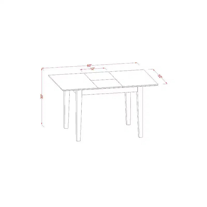 Ensemble de salle à manger rectangulaire - Table de 122-152 cm avec rallonge et 2 chaises - Ensemble de salle à manger de cuisine en bois dur