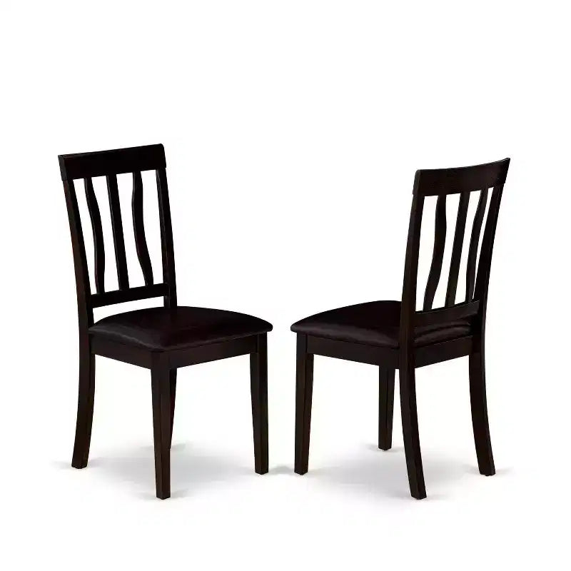 Table à manger ronde 5 pièces, plateau en bois massif finition cappuccino avec 4 chaises avec