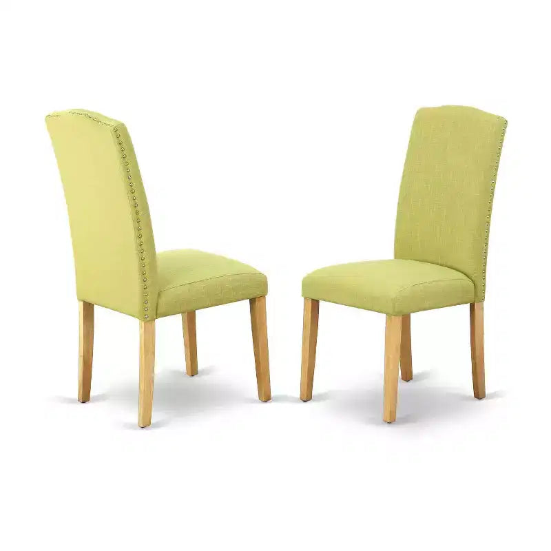 Ensemble Table de Cuisine avec 2 Chaises, Table de Salle à Manger à Abattants, Chaises Parsons en Tissu Lin, Finition Chêne