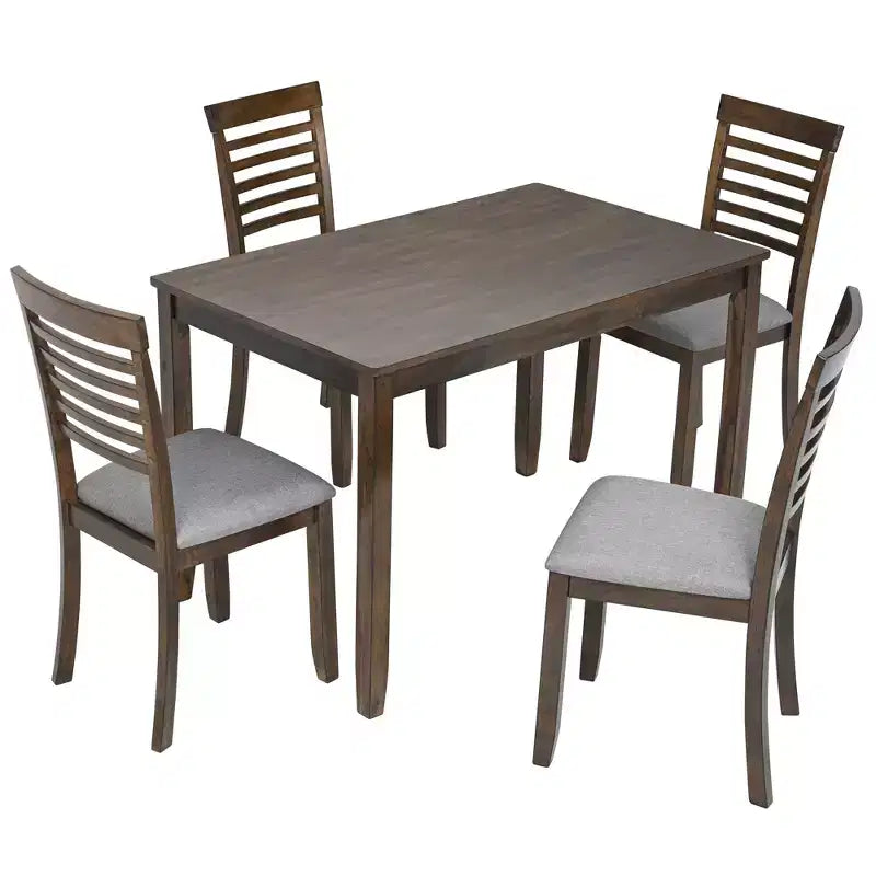 CLIHOME Ensemble de salle à manger moderne 5 pièces, table à manger rectangulaire en bois avec 4 chaises rembourrées pour cuisine, salle à manger