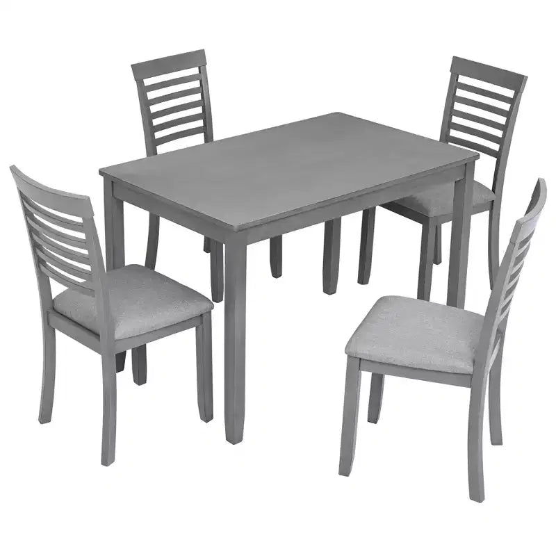 CLIHOME Ensemble de salle à manger moderne 5 pièces, table à manger rectangulaire en bois avec 4 chaises rembourrées pour cuisine, salle à manger