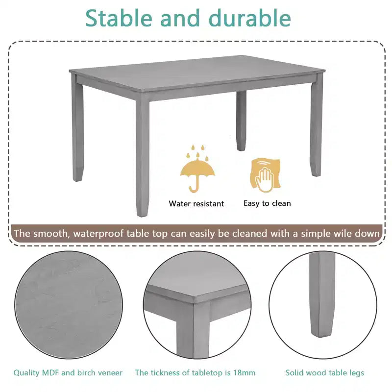 CLIHOME Ensemble de salle à manger moderne 5 pièces, table à manger rectangulaire en bois avec 4 chaises rembourrées pour cuisine, salle à manger