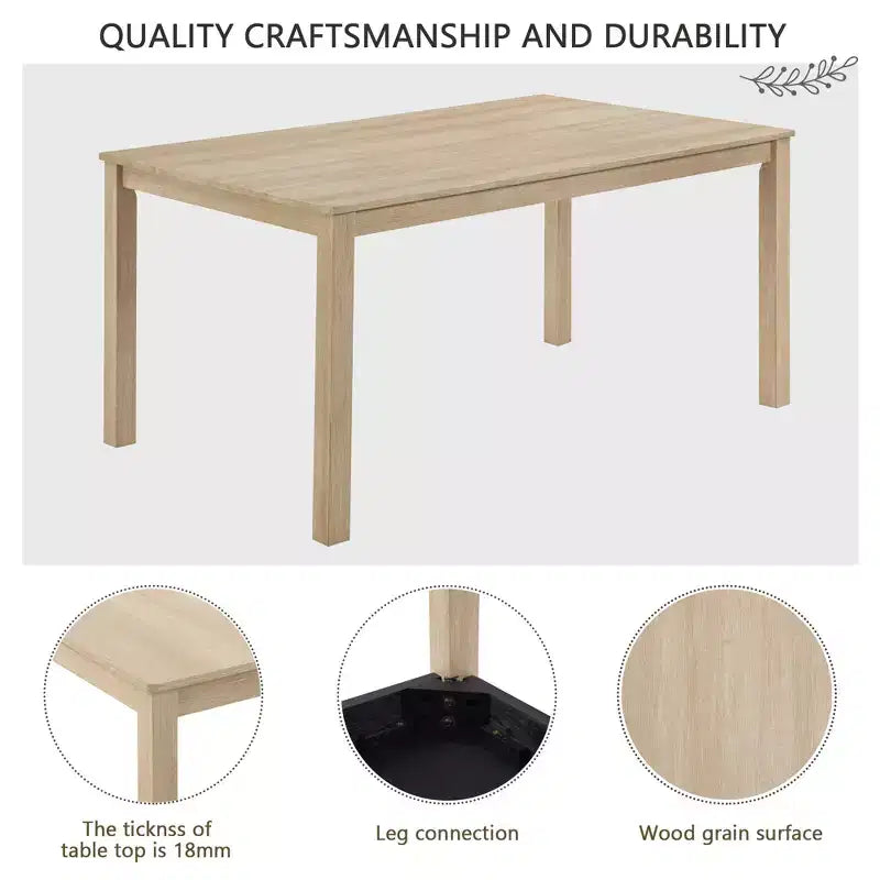 Ensemble de salle à manger moderne 6 pièces Fen de GDFStudio avec table rectangulaire en bois, 1 banc et 4 chaises rembourrées en lin