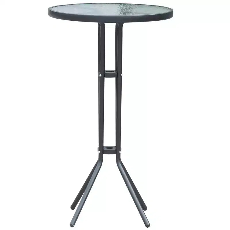 Ensemble bistro d'extérieur 3 pièces hauteur bar pour 2 personnes, table de pub ronde de patio et 2 chaises de bar au design confortable et à la structure robuste