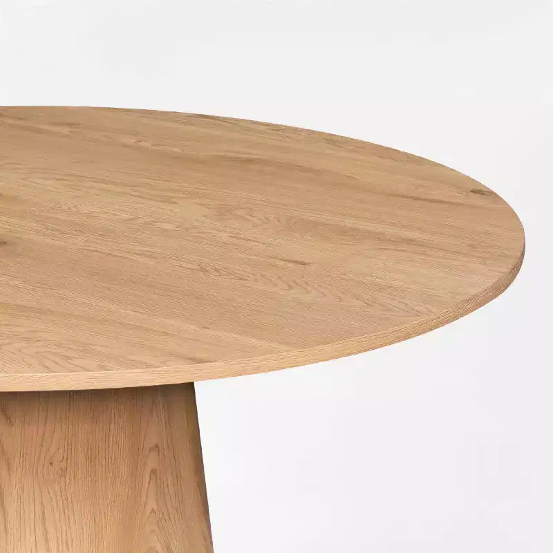 Ensemble de salle à manger rond 5 pièces, table à piédestal de 117 cm avec 4 chaises en rotin et tissu bouclé, ensemble de salle à manger style ferme côtière - Panipeachy