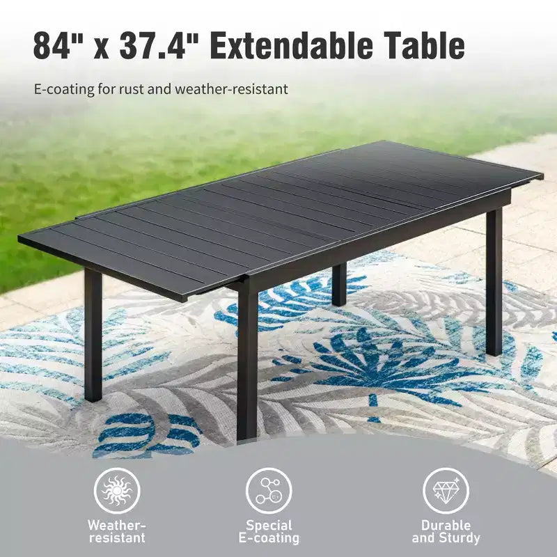 Ensemble de mobilier de cuisine 7 pièces Captiva Designs avec table à manger aspect bois et chaises en métal rembourrées