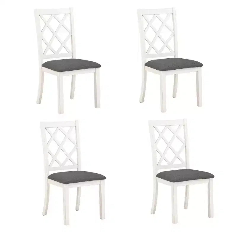 Ensemble de salle à manger 5 pièces de style ferme pour 4 personnes, table de cuisine ronde en bois avec 4 chaises rembourrées