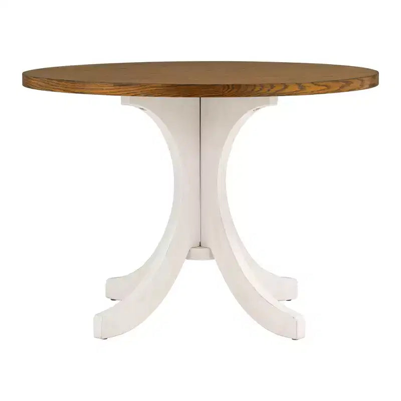 Ensemble de salle à manger 5 pièces de style ferme pour 4 personnes, table de cuisine ronde en bois avec 4 chaises rembourrées