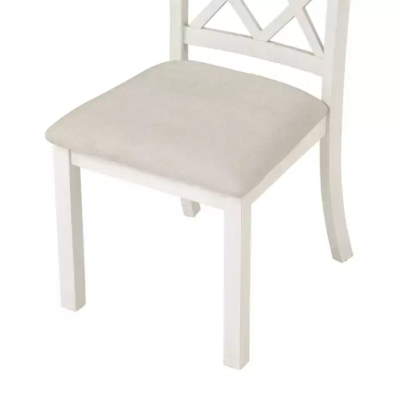 Ensemble de salle à manger 5 pièces de style ferme pour 4 personnes, table de cuisine ronde en bois avec 4 chaises rembourrées