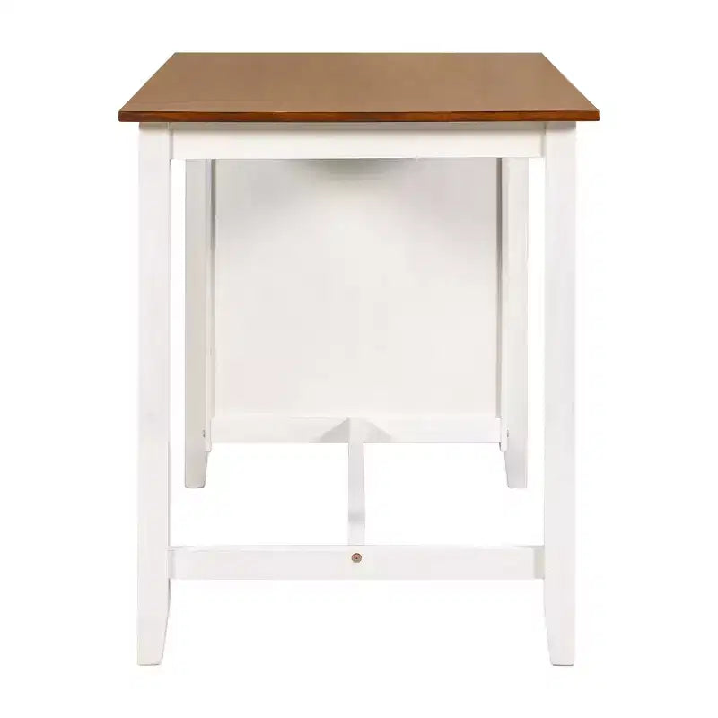 Ensemble de salle à manger à hauteur de comptoir pour 4 personnes, table de bar en bois avec étagère de rangement et 2 tabourets et 2 chaises pour petits espaces
