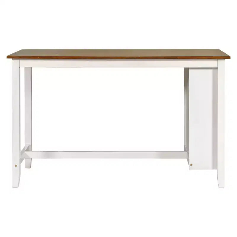 Ensemble de salle à manger à hauteur de comptoir pour 4 personnes, table de bar en bois avec étagère de rangement et 2 tabourets et 2 chaises pour petits espaces