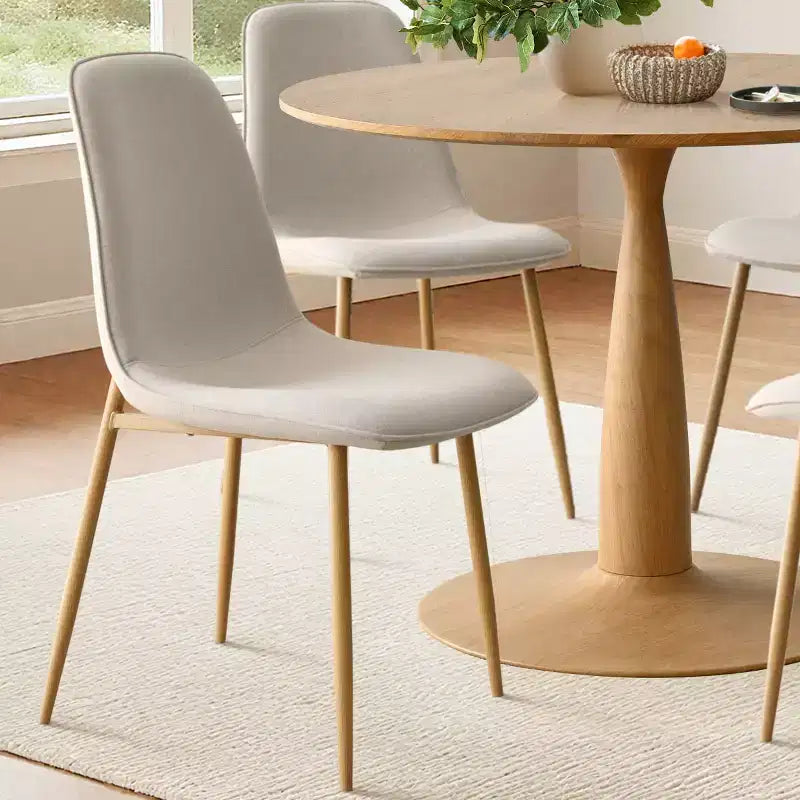 Ensemble de salle à manger rond 5 pièces, table à piédestal aspect bois 39,5 et chaises incurvées rembourrées, idéal pour les coins de cuisine-Panipeachy