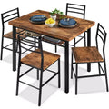 Best Choice Products 5-Piece Modern Dining Set, Kitchen Table W/ 4 Matching Chairs & Storage Rack - Medium Brown/Black