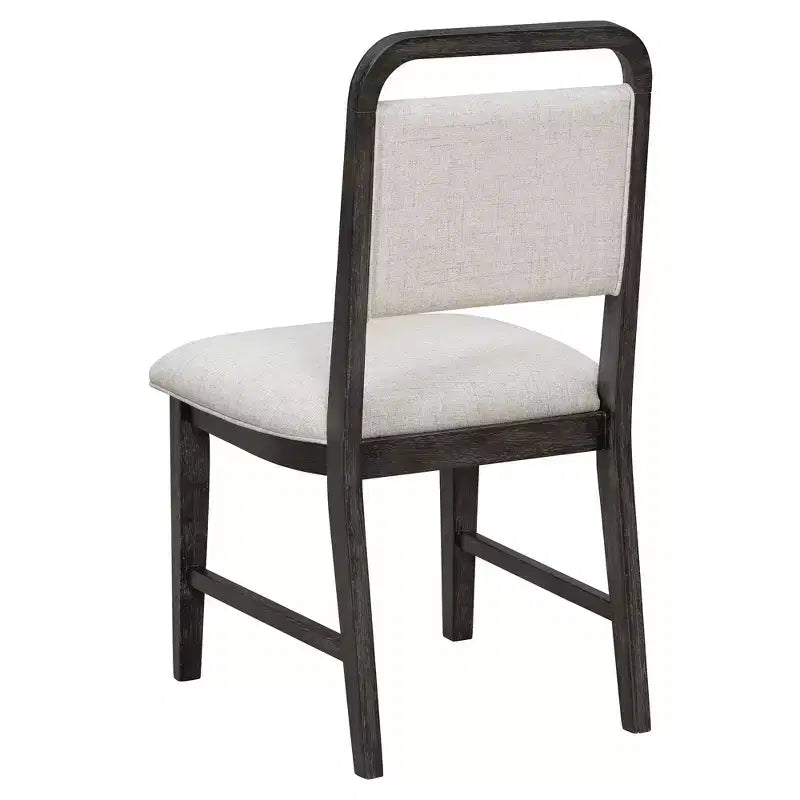 Ensemble de salle à manger vintage extensible pour 6 personnes avec 4 chaises rembourrées et un banc, table de cuisine rustique brossée à la main avec design incurvé