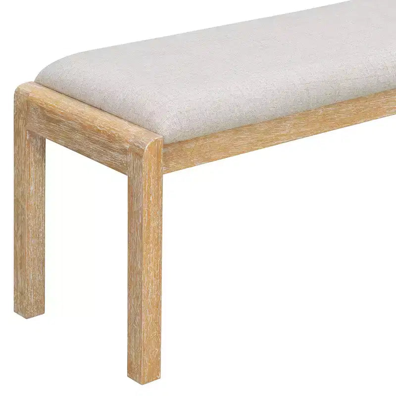 Ensemble de salle à manger vintage extensible pour 6 personnes avec 4 chaises rembourrées et un banc, table de cuisine rustique brossée à la main avec design incurvé