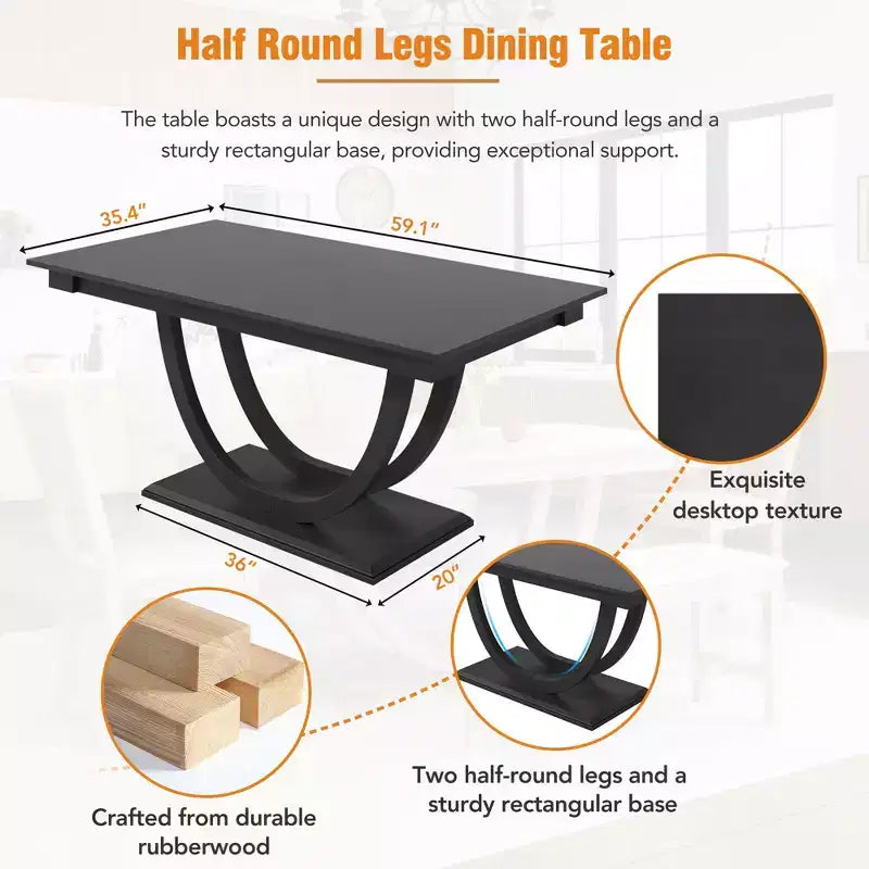 Ensemble de salle à manger 6 pièces pour 6 personnes, ensemble de table de cuisine familiale avec chaises de salle à manger et banc rembourrés ergonomiques - ModernLuxe