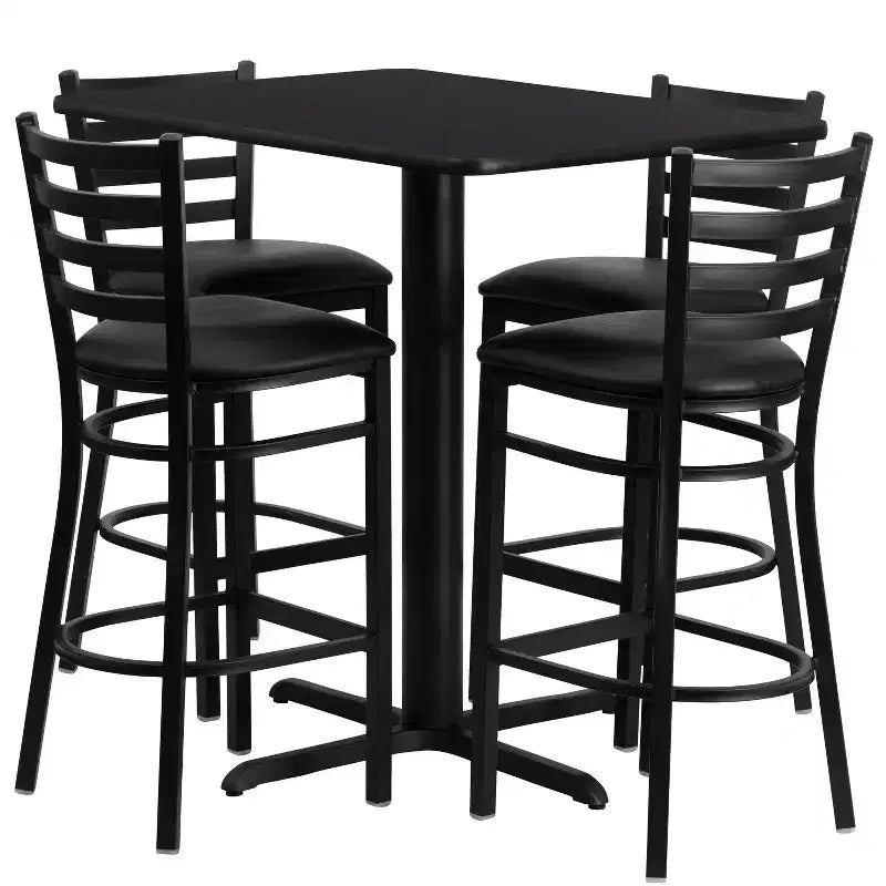 Ensemble table stratifiée rectangulaire Emma et Oliver 24L x 42P et 4 tabourets à dossier échelle