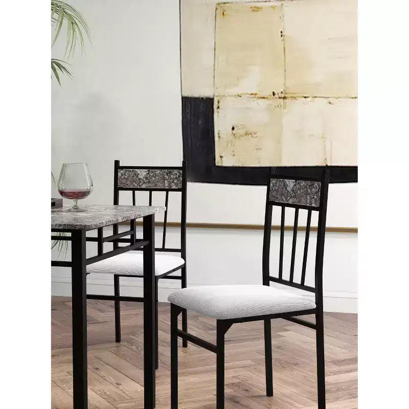 Costway Ensemble de salle à manger 5 pièces Table à plateau en faux marbre 76 cm et 4 chaises rembourrées avec pieds en métal
