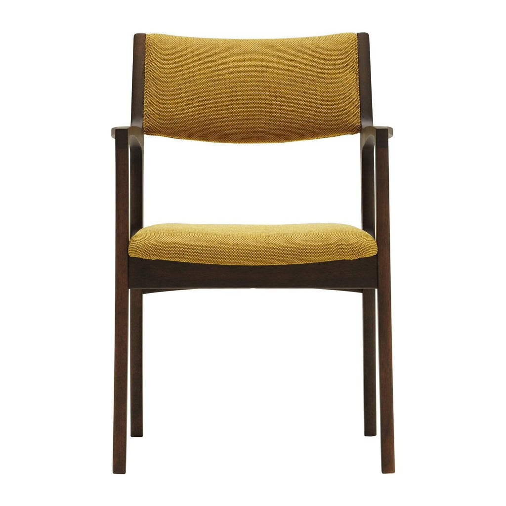 Chaise de salle à manger moutarde en bois massif rembourrée