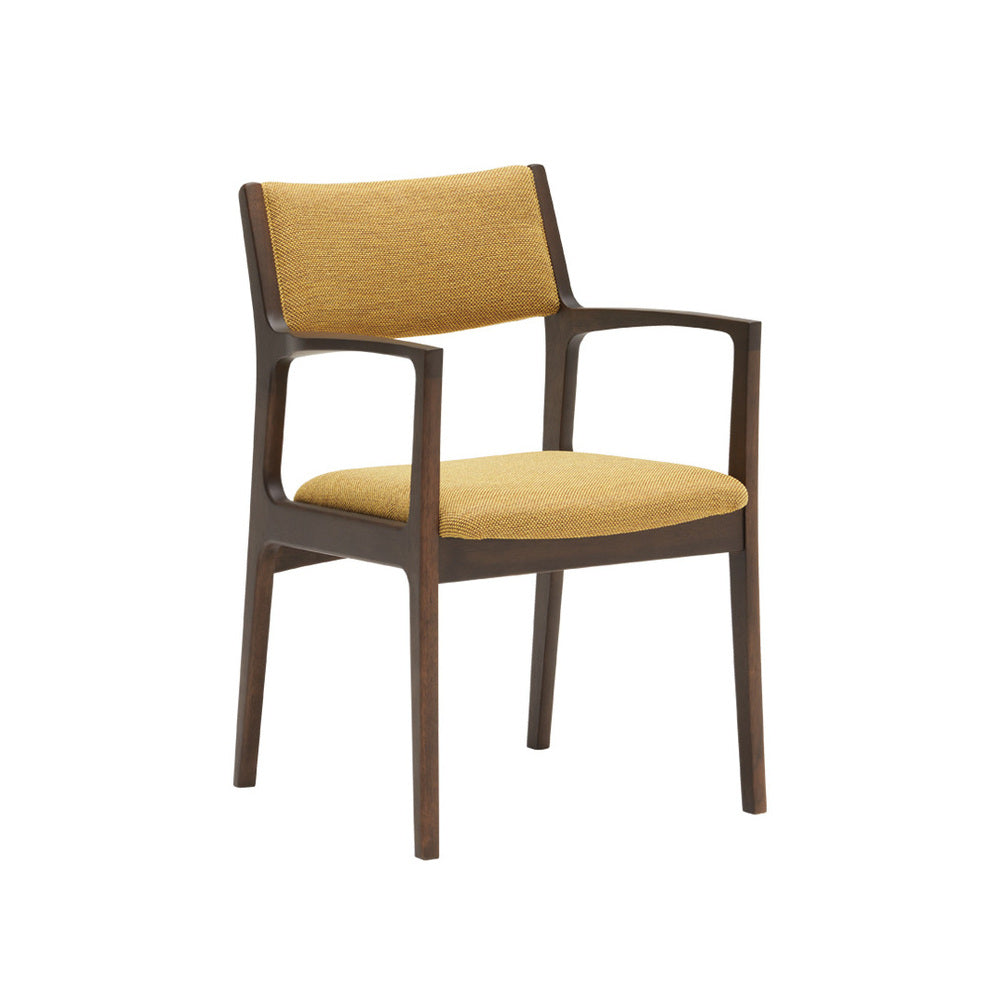 Chaise de salle à manger moutarde en bois massif rembourrée