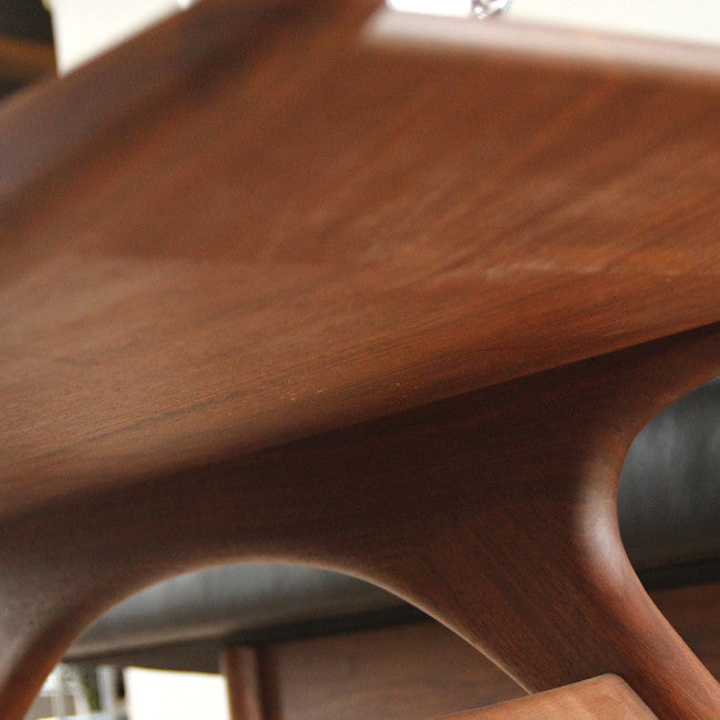 Table Basse Slim en Métal et Placage Bois