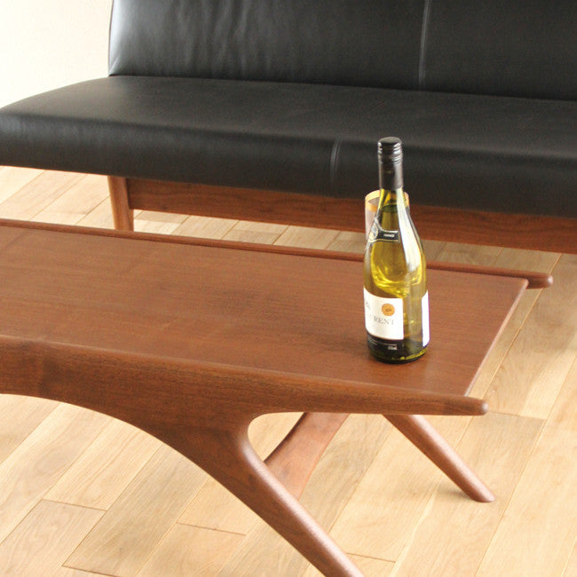 Table Basse Slim en Métal et Placage Bois