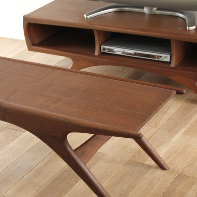 Table Basse Slim en Métal et Placage Bois