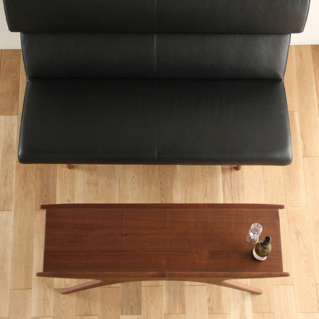 Table Basse Slim en Métal et Placage Bois