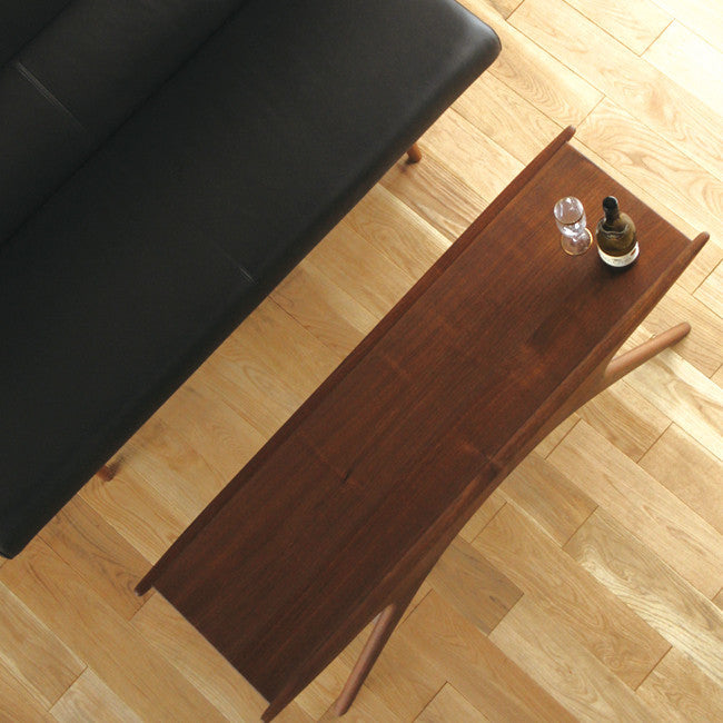 Table Basse Slim en Métal et Placage Bois