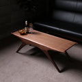 Table Basse Slim en Métal et Placage Bois