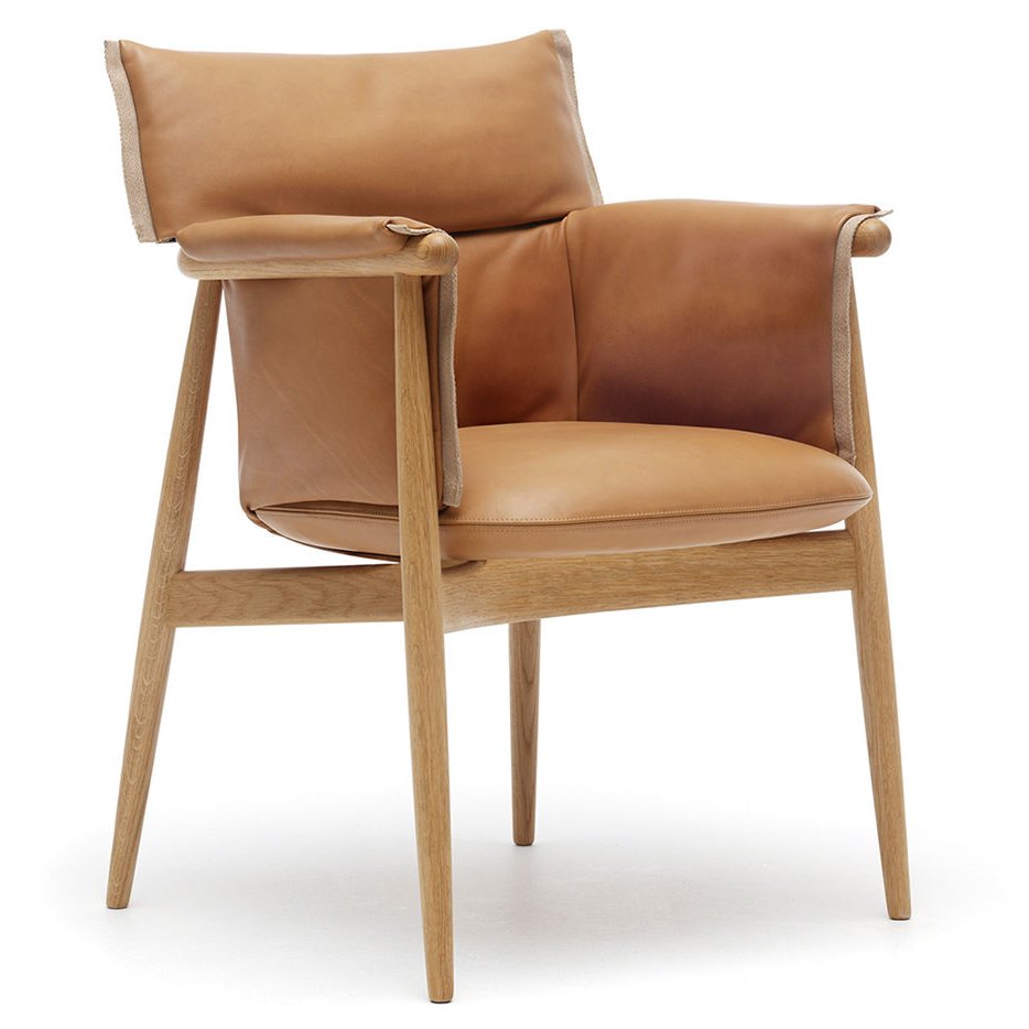 Chaise de salle à manger en cuir chêne massif noyer massif