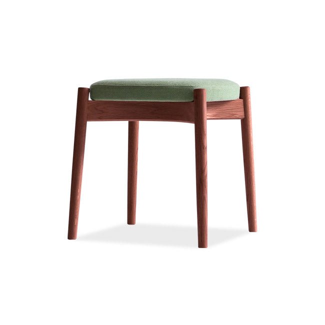 Tabouret rembourré en noyer massif