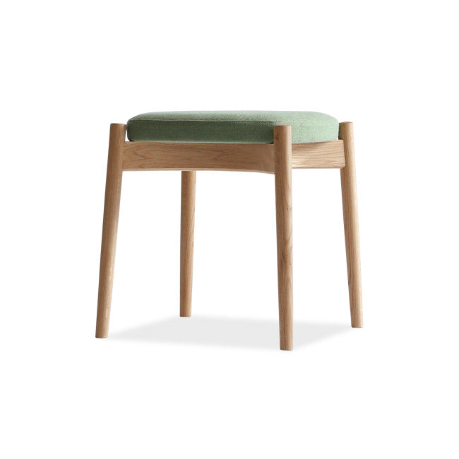 Tabouret rembourré en noyer massif