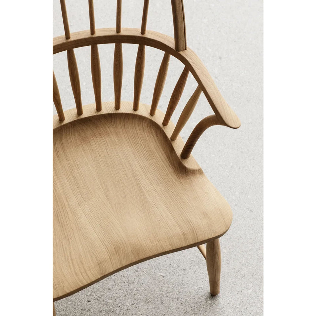 Chaise de salle à manger classique tout en bois, dossier rond
