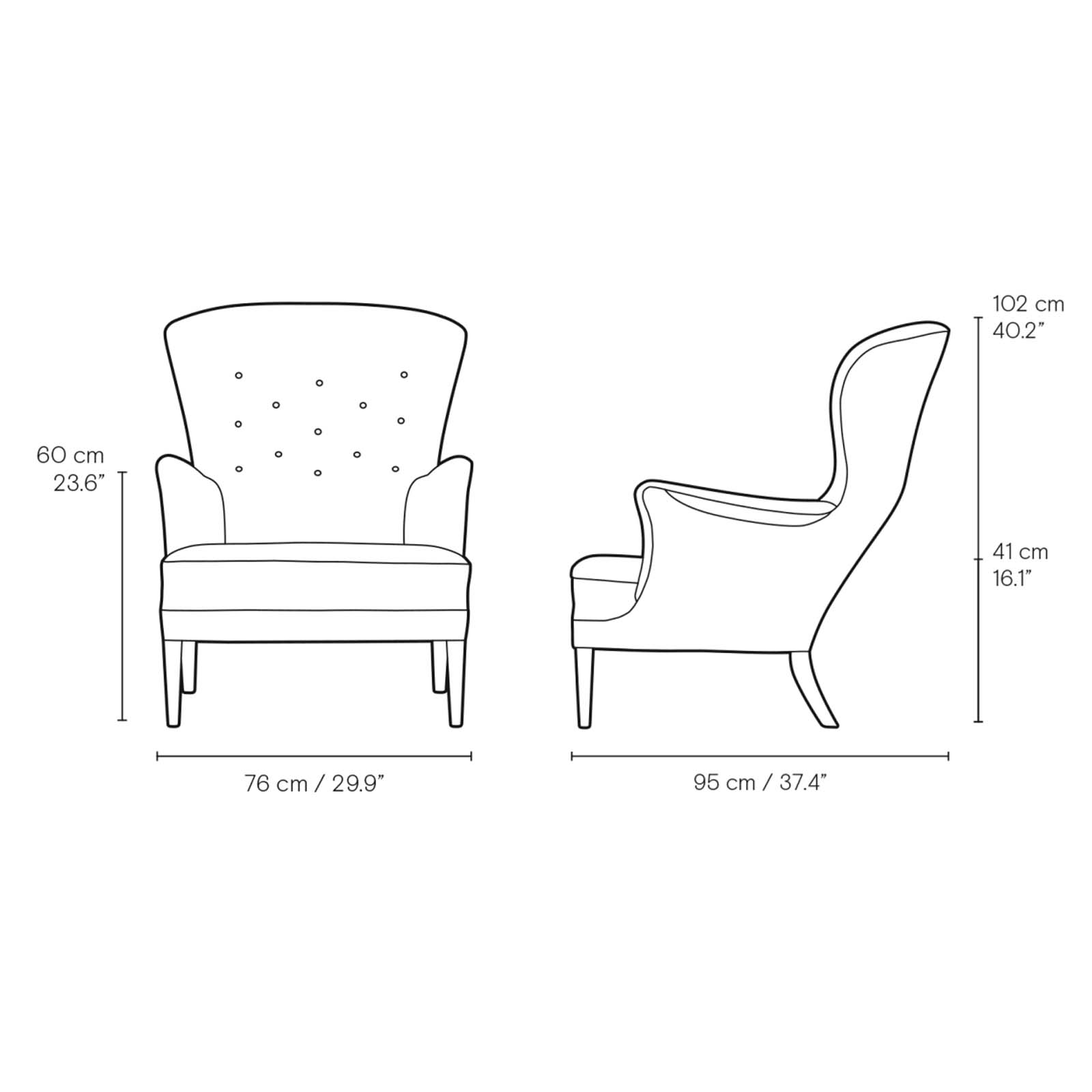 Fauteuil en chêne massif capitonné
