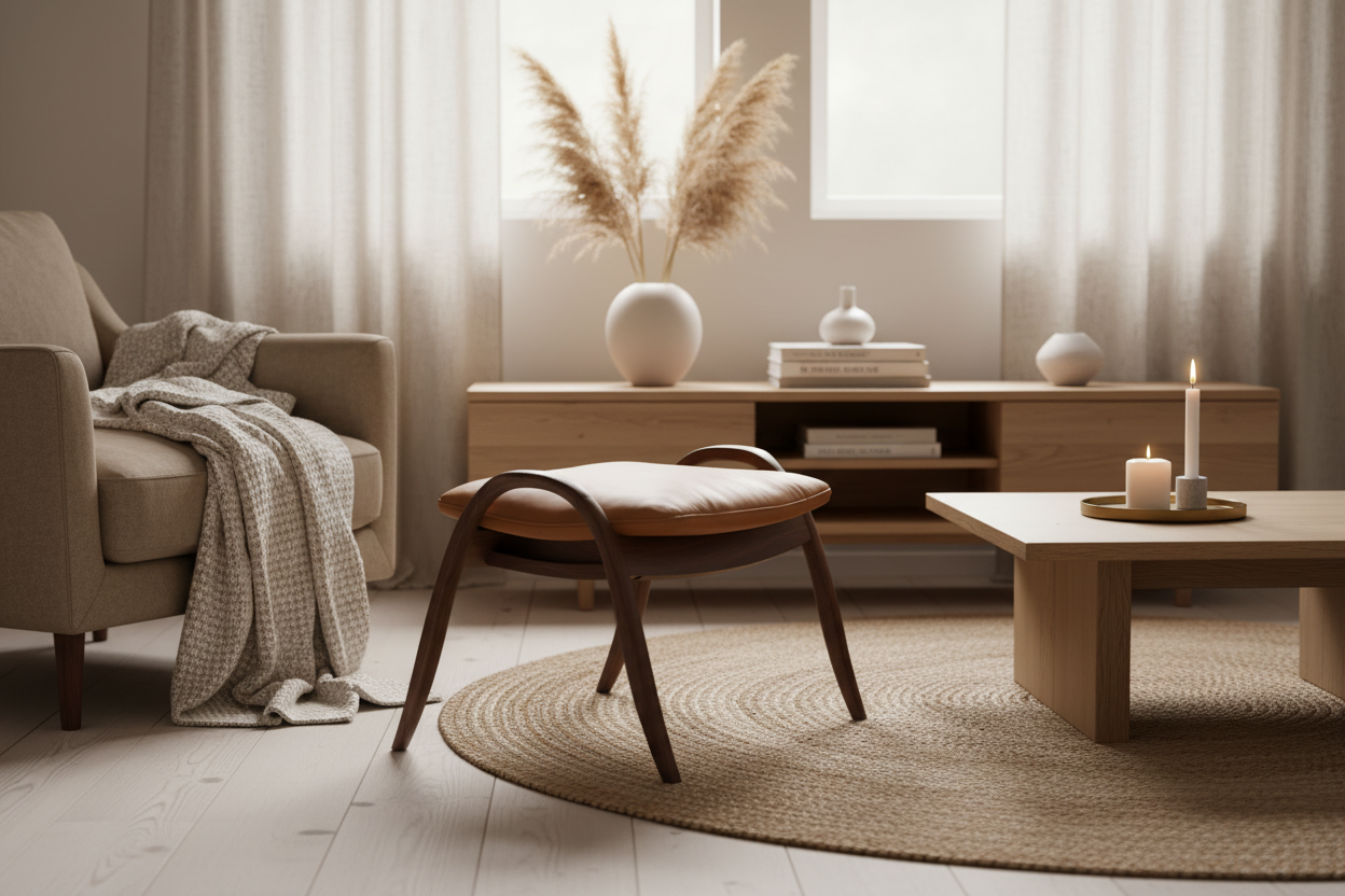 Footstool in Rich Nordic Living Room