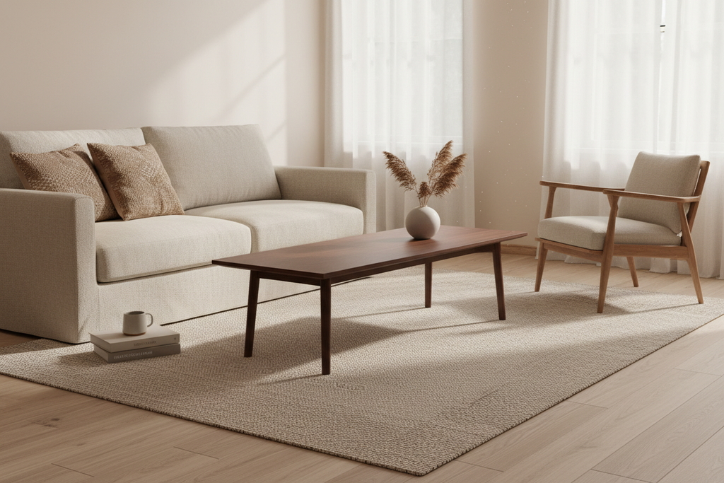 Solid Wood Coffee Table in Living Room Scene